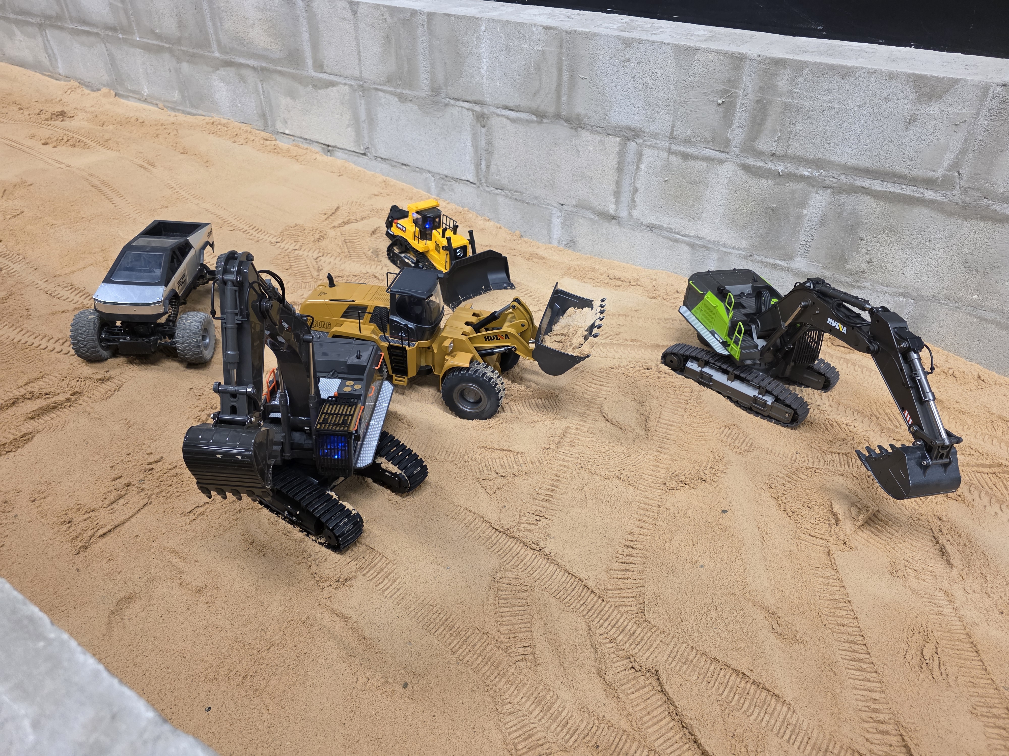 RC construction vehicles at work