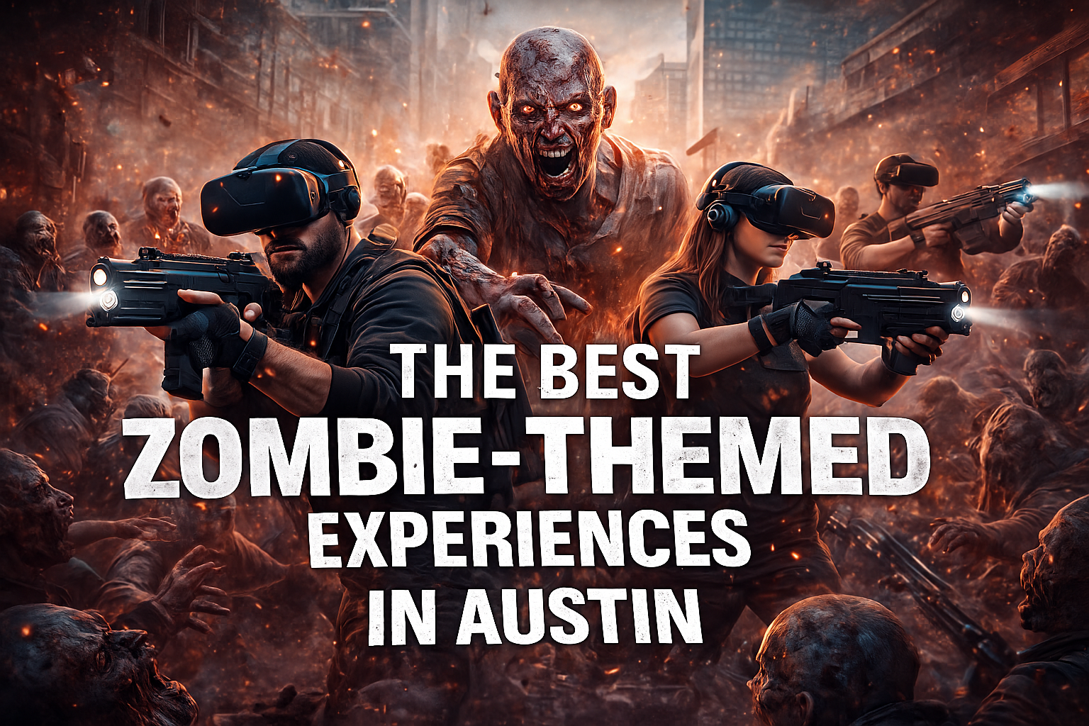 VR players battling zombies in immersive free-roam virtual reality experience