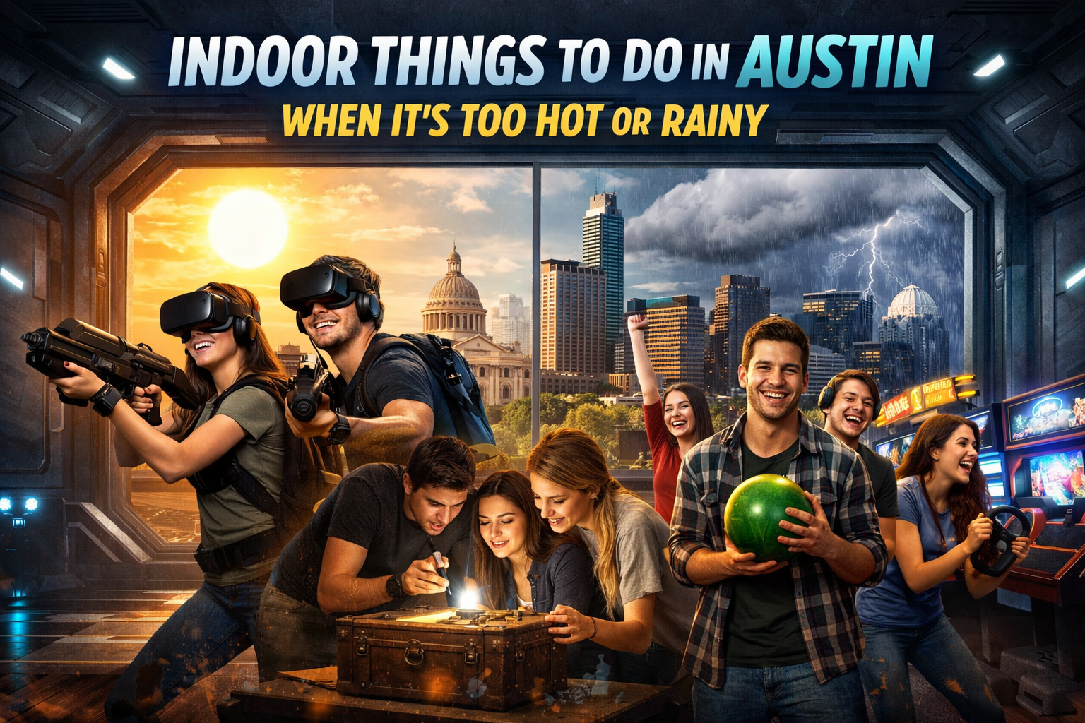 Indoor things to do in Austin - VR gaming, escape rooms, and group activities
