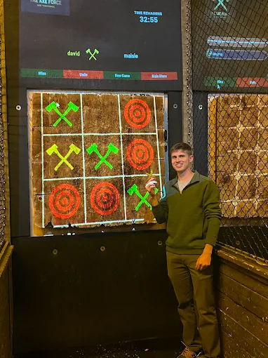 Axe throwing at Axe Force Austin, next to Zero Latency VR South Austin