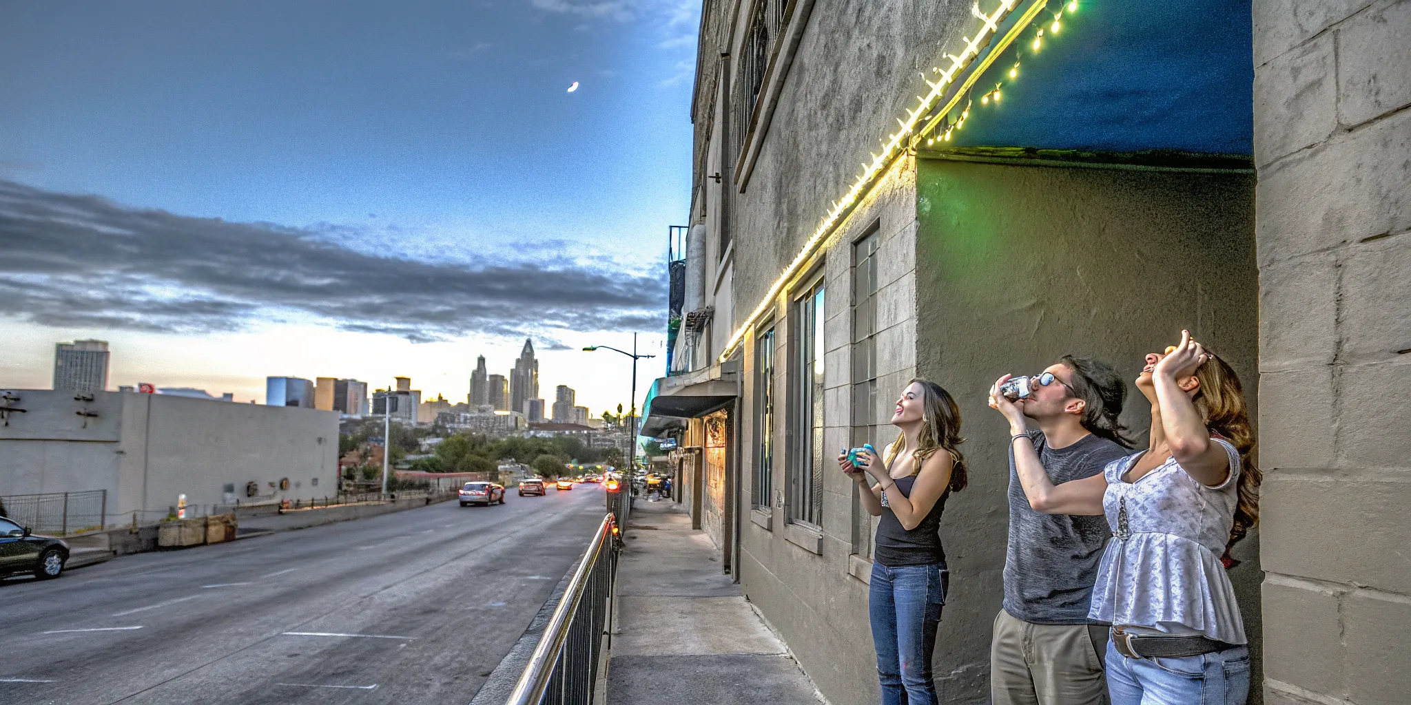 Group of friends enjoying Austin's skyline view - fun things to do for adults