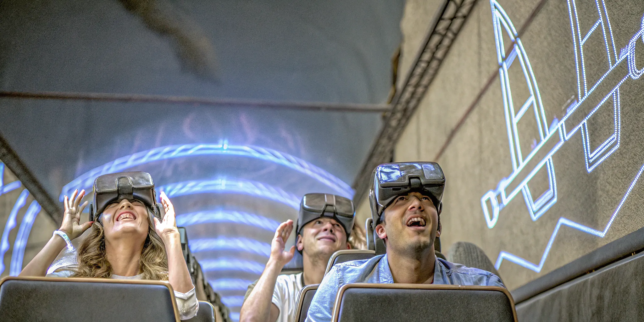 Group experiencing immersive VR technology at an event