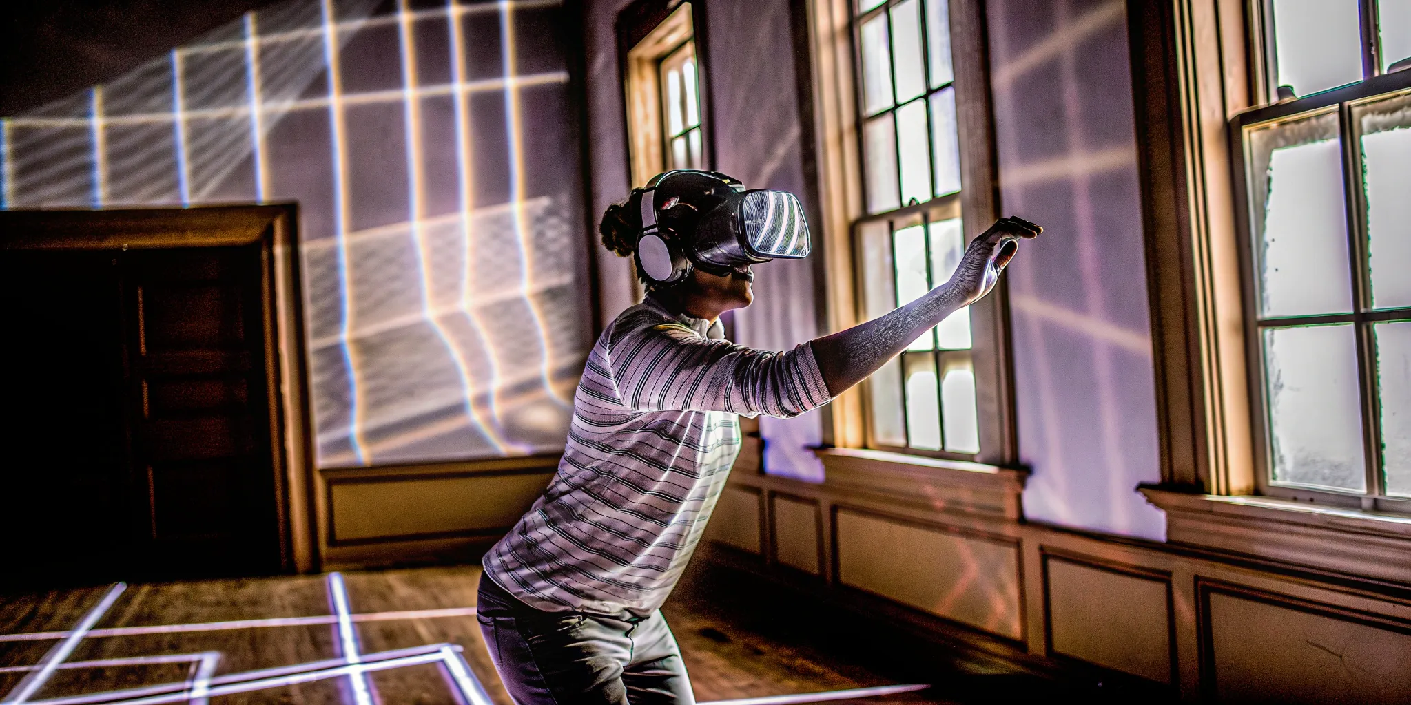 A gamer wearing a VR headset, immersed in a top-rated vr gaming experience.