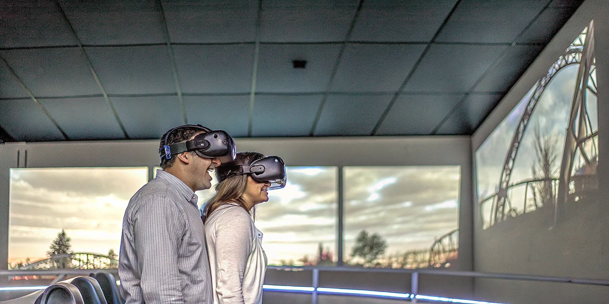 Round Rock date night: Couple having fun with VR.