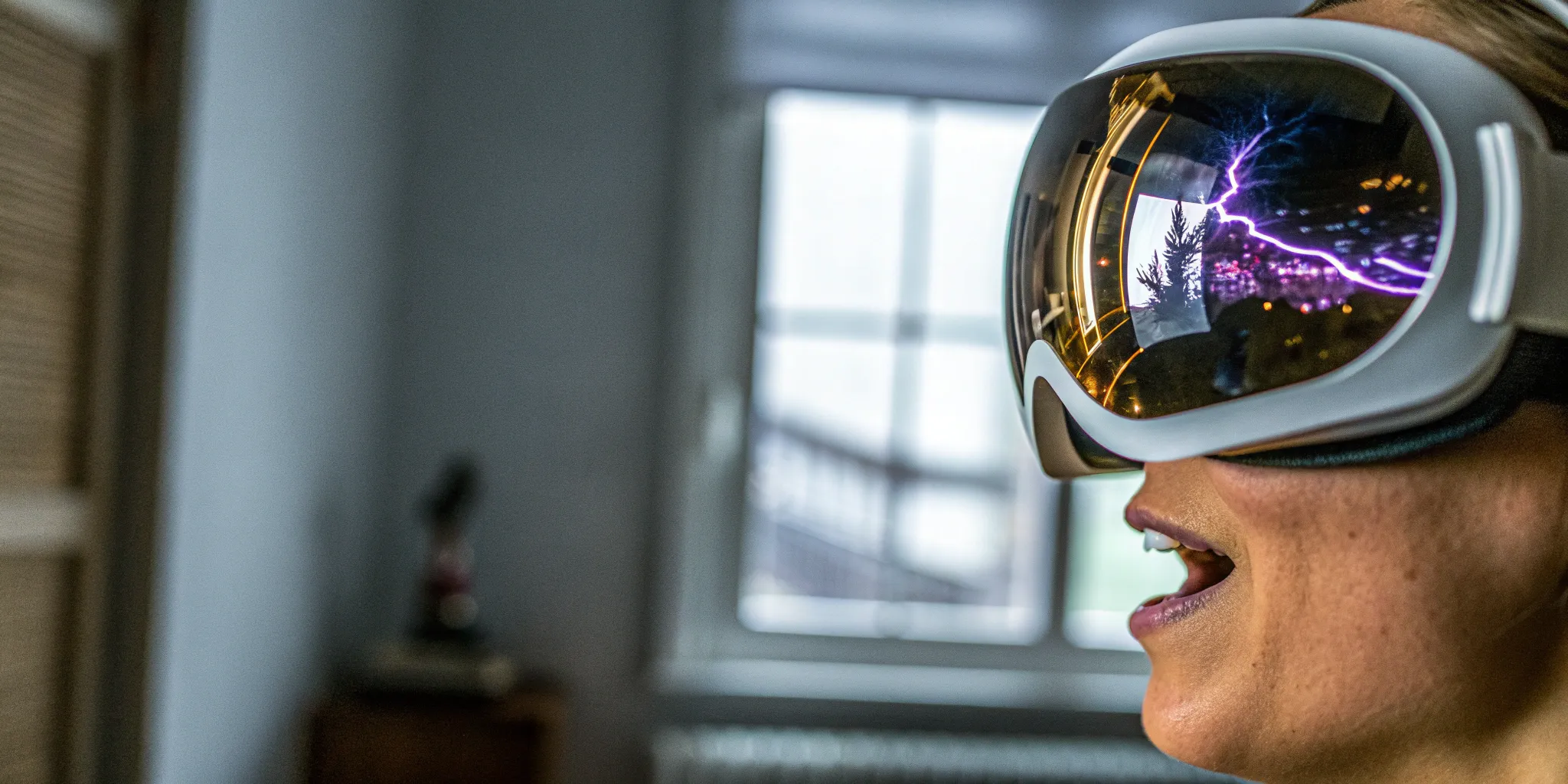 Woman using VR headset.